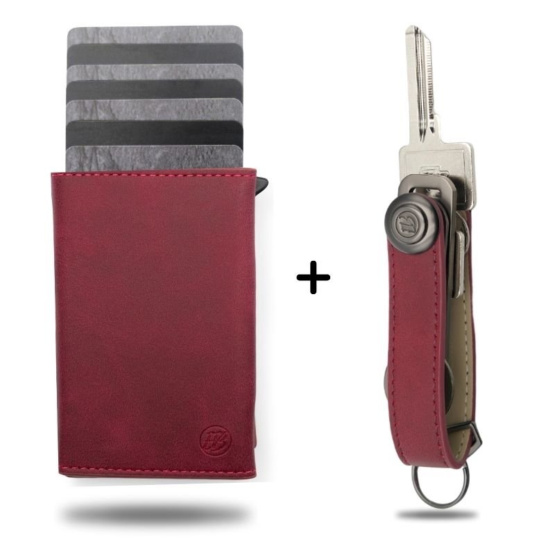 Wallet 3.0 + Schlüsseletui Set - Essentialbag #farbe_Bordeaux Velvet